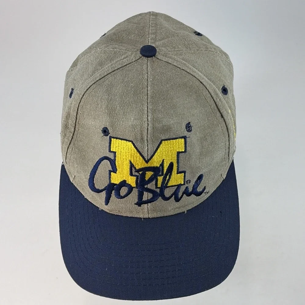 Vintage Michigan Wolverines Hat Cap Snap Back The Game Block M Go Blue 80's